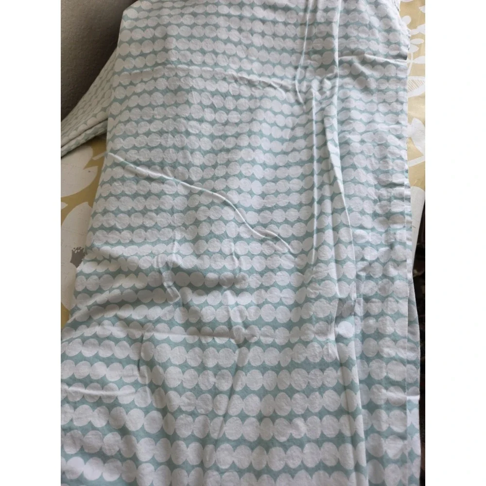 Marimekko King Flat Sheet & 2 King Pillowcases Green White Dot Modern